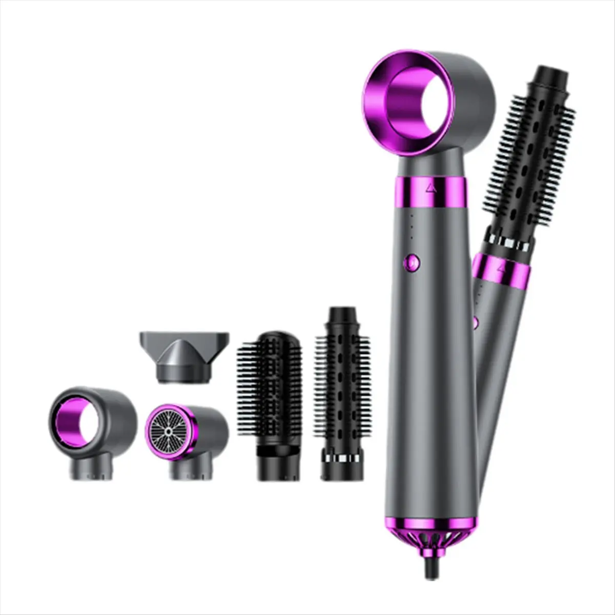 BRILLIANT 5in1 Electric Hair Dryer Hot Air Brush Multifunctional Hair Straightener Negative Curler Blow Dryer StylingSet,B(EU)
