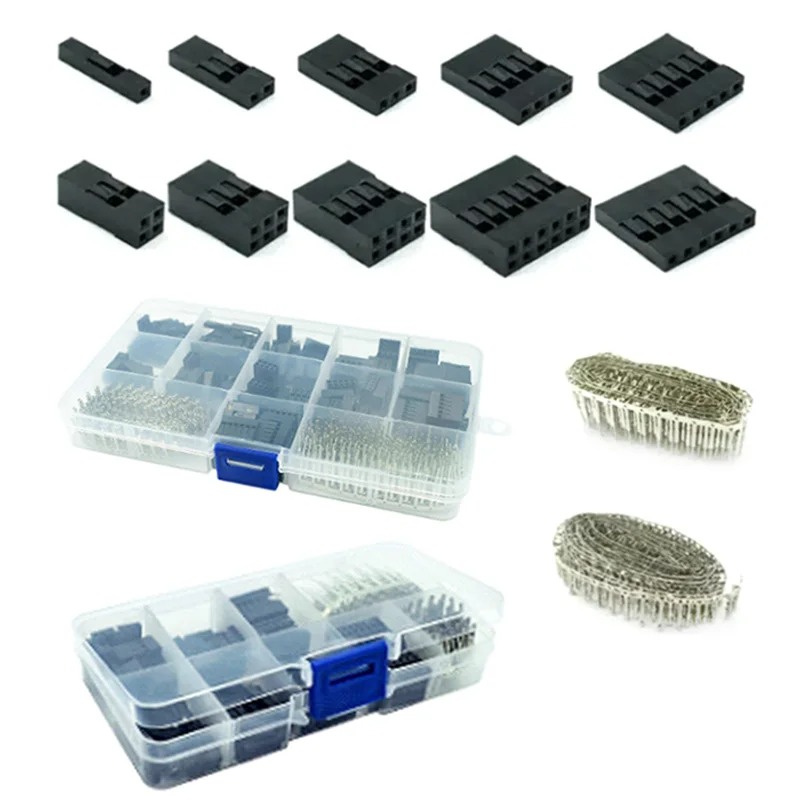 310/620PCS 2.54mm DuPont Wire Jumper Connector Housing 1/2/3/4/5/6/8 Pin Header With Male Female Terminal Kits Box DIY