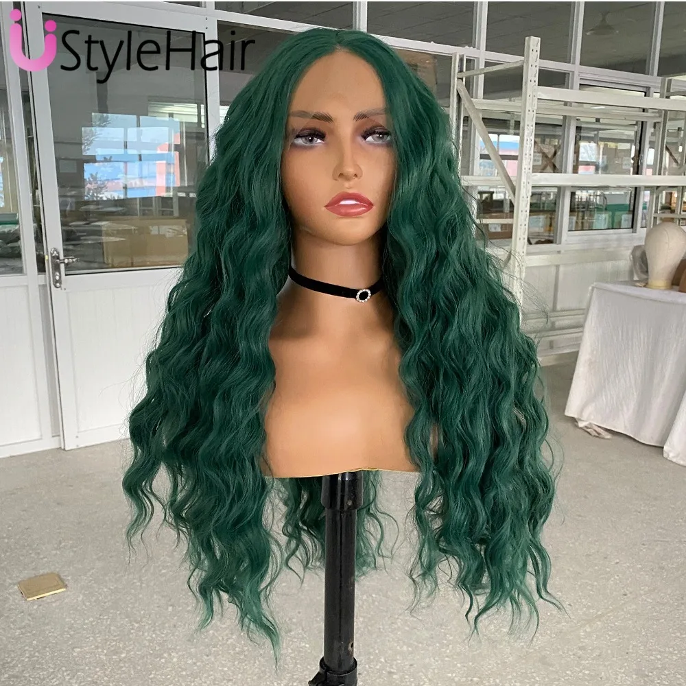 UStyleHair-Peluca de cabello sintético con malla frontal, pelo largo de onda profunda, resistente al calor, aspecto Natural, uso diario, Cosplay