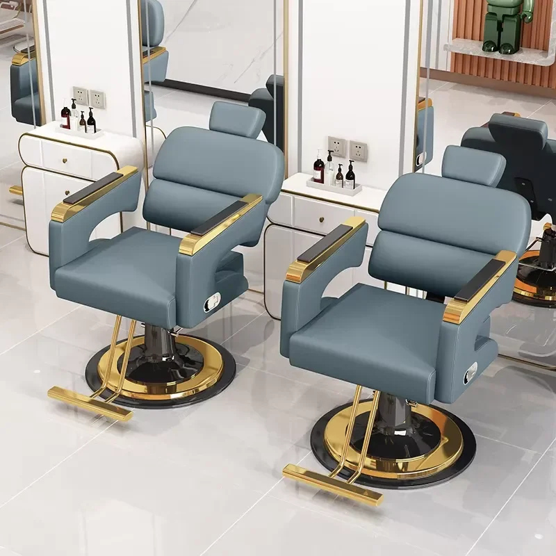 Modern Leather Bottom Furniture Recliner Chair Large Hydraulic Pump Barber Shop Styling Hairdressing Beauty Equipment
