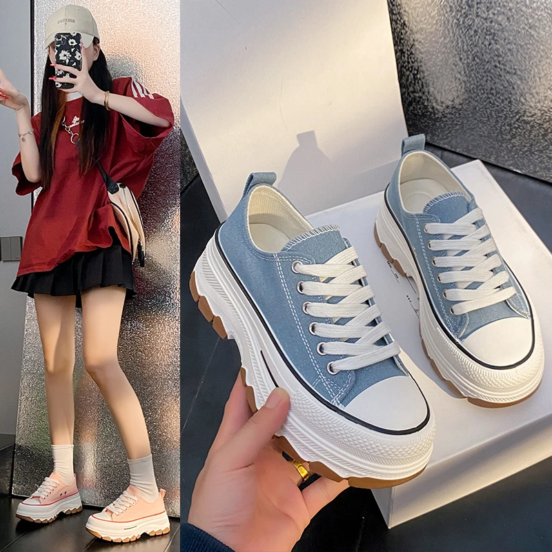 

Classic Canvas Shoes Female Fashion Sneakers Women Thick Bottom Plate Shoes Heightening Casual Women's Shoes Zapatos De Mujer