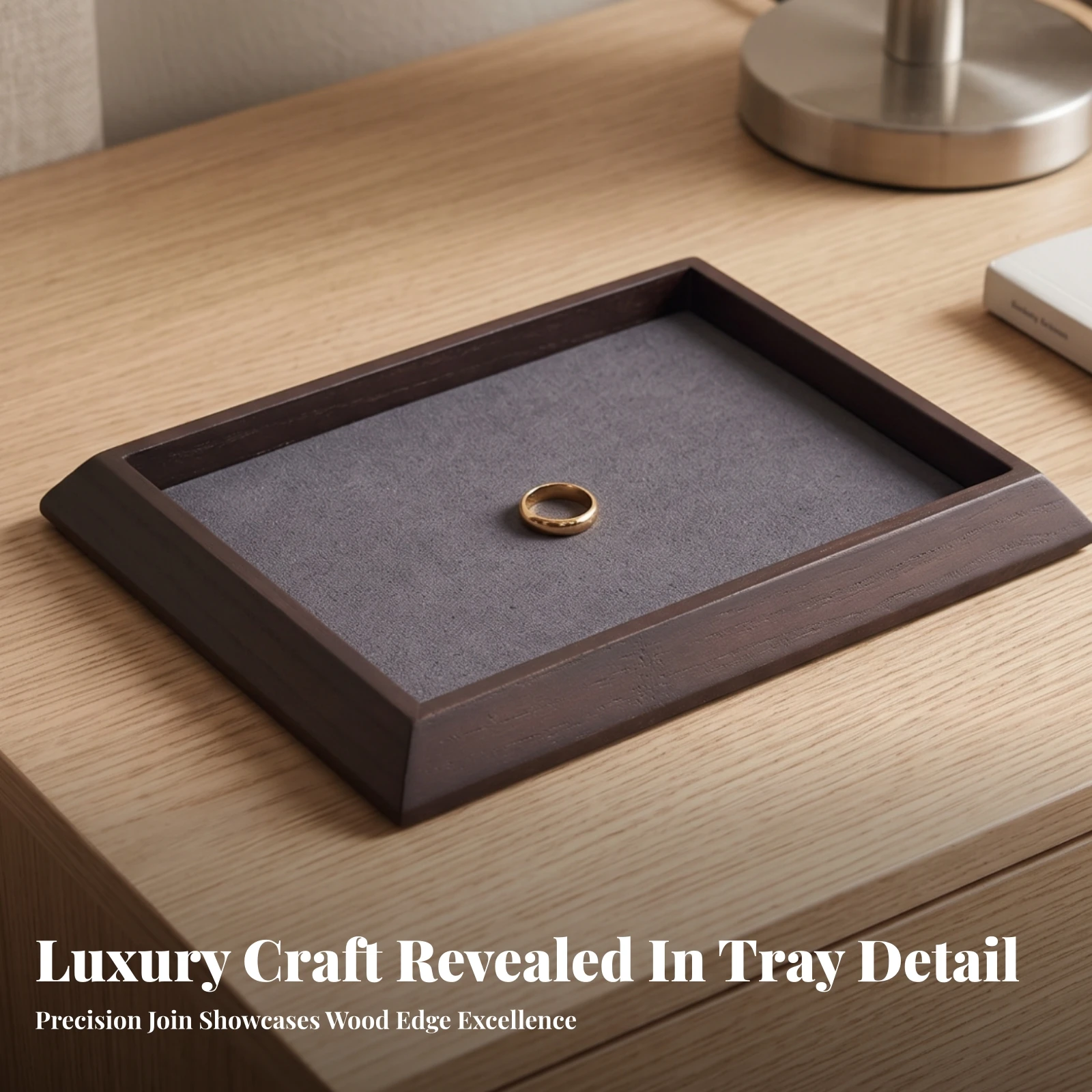Wooden Jewelry Tray Rectangular Jewelry Tray with Felt Li-Ning Versatile Tangletangle-Proof for Collectors, Dresser, Vanity