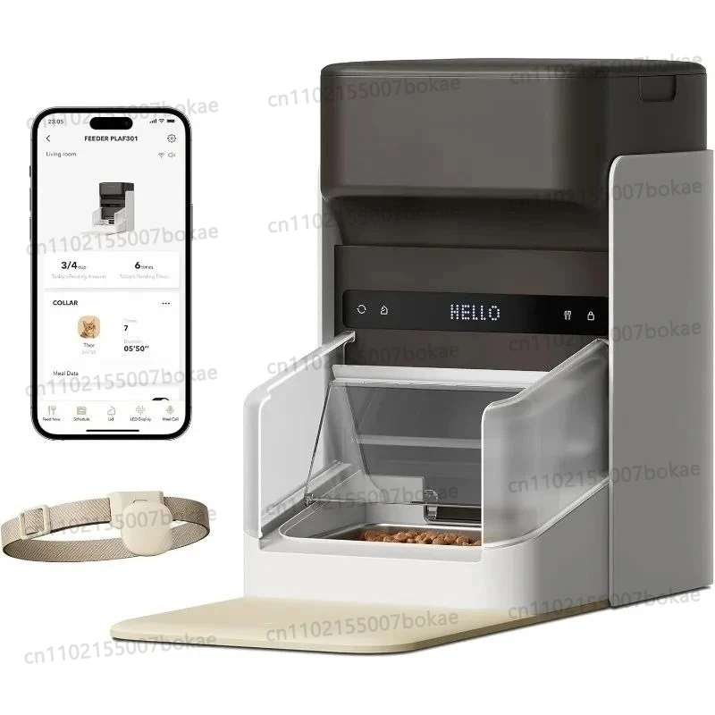 Upgraded 5G Wi-Fi Auto Cat Feeder 3L with App Control, Light Collar Tag, Smart Pet Food Dispenser