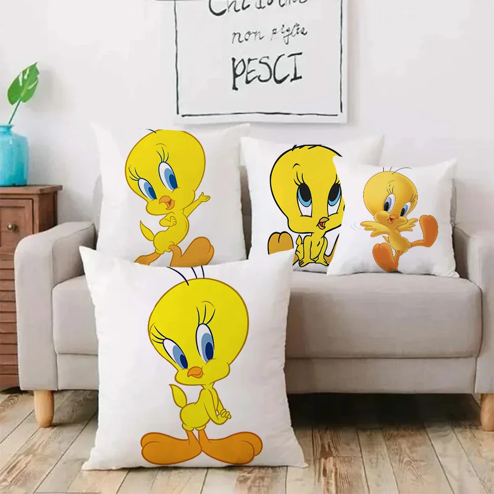 T-Tweety B-Bird Pillow Covers Cartoon Sofa Decorative Home Double-sided Printing Short Plush Cute Cushion Cover