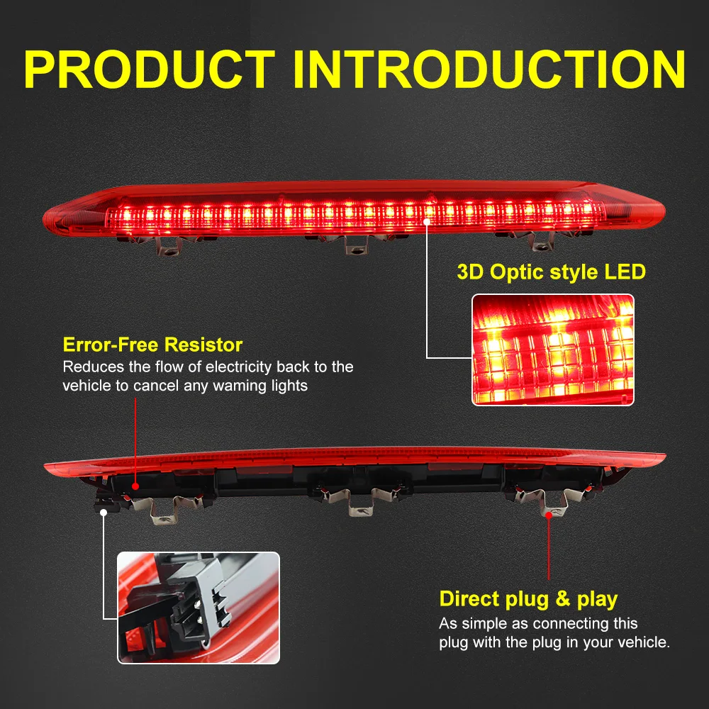 

1×for VW Polo IV MK4 9N 9N3 2002 2003 2004-2010 LED Third Brake Light 3rd High Level Rear Stop Lamps Red Taillight OEM#6Q6945097