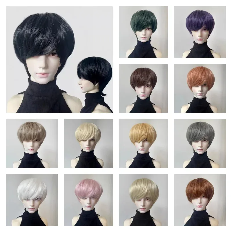 

BJD Wigs Short Hair for 1/3 1/4 1/6 Dolls SD MSD MDD Yosd Wigs Doll Gold Black White Brown Blue Pink Hair