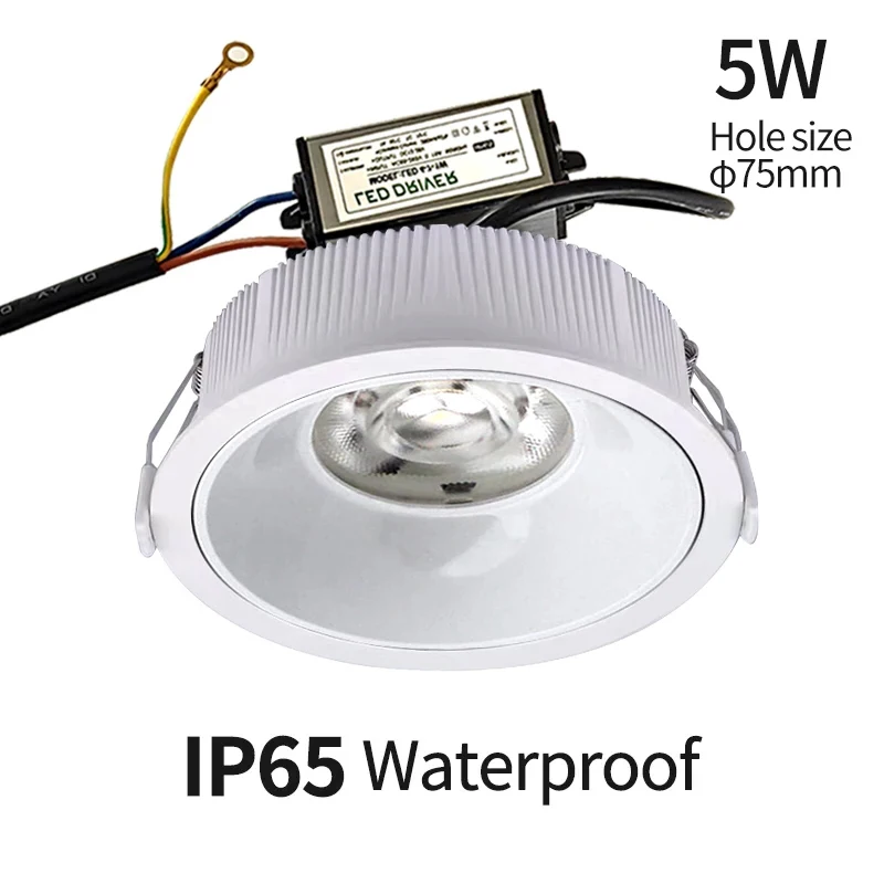 Waterproof LED downlight anti-fog bathroom ceiling light embedded kitchen special anti-fume moisture IP65,5W