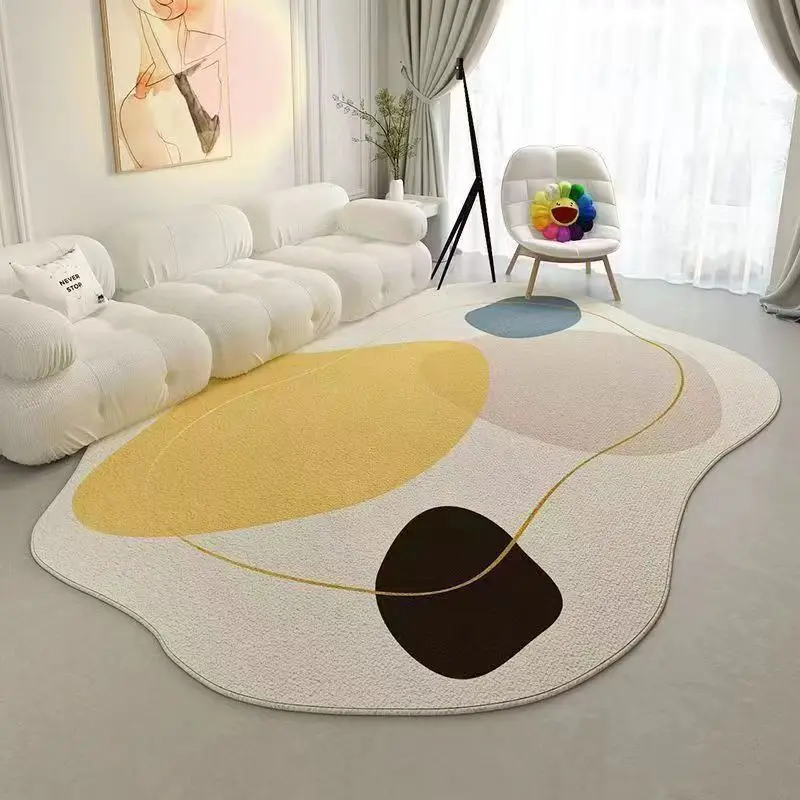 VIKAMA Irregular-Shaped Living Room Sofa, Coffee Table Carpet, Bedroom Stain-Resistant Crystal Velvet Floor Mat, Home Decoration