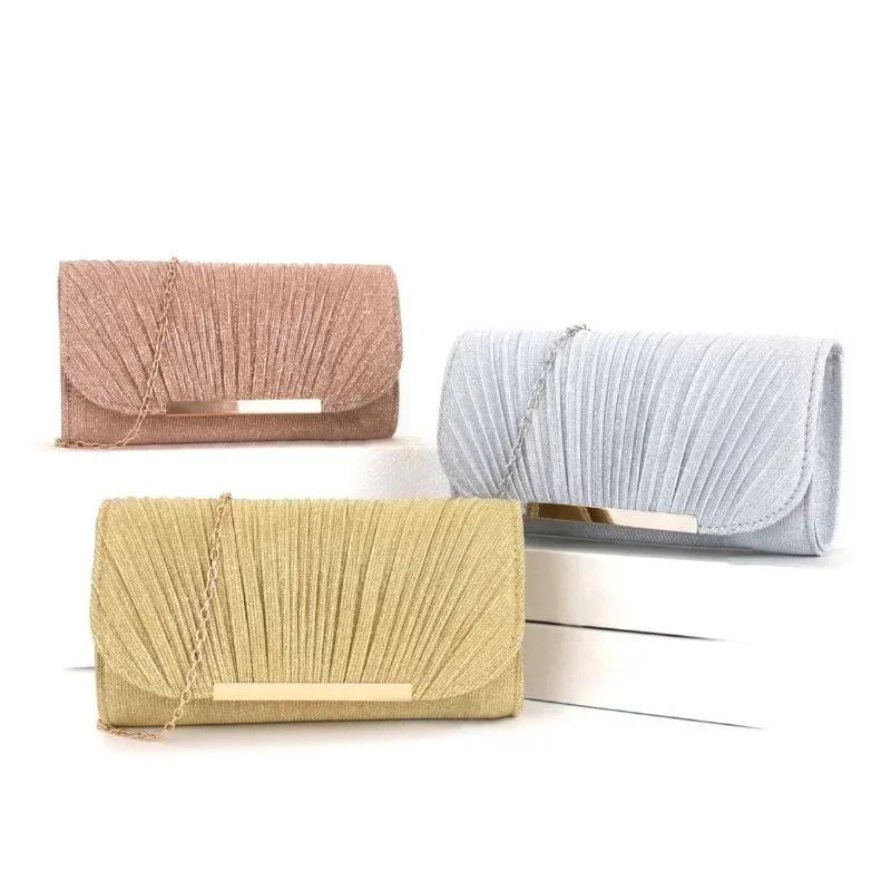 Wrinkled Banquet Bag, Round Bottom, Ladies' Handbag, Niche Exquisite Glitter Bag, Wedding Party Storage Bag Mini Flap Bag