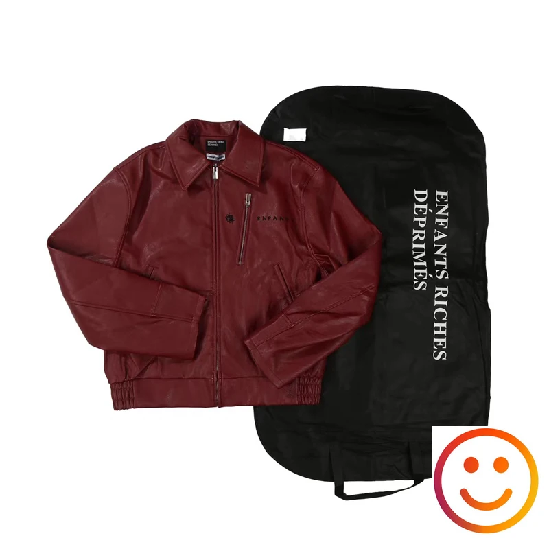 Leather Red ERD ENFANTS RICHES DEPRIMES Jackets Chest Embroidery Logo Tops Men Women Zipper Oblique Pockets Coat with Dust Bag