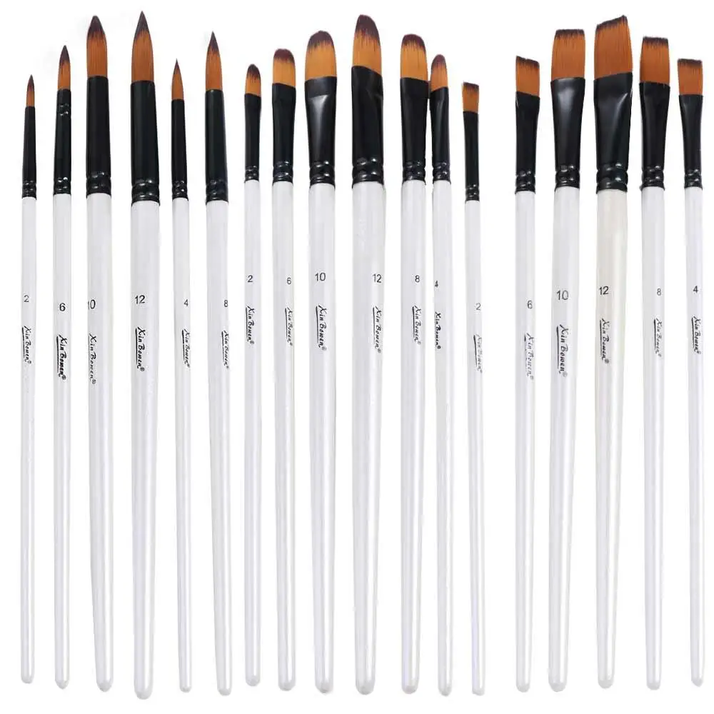 

Wooden Handle Watercolor Painting Brushes Practical Nylon Acrylic Paint Brushes Portable Professional Acrylic and Oil Brushes