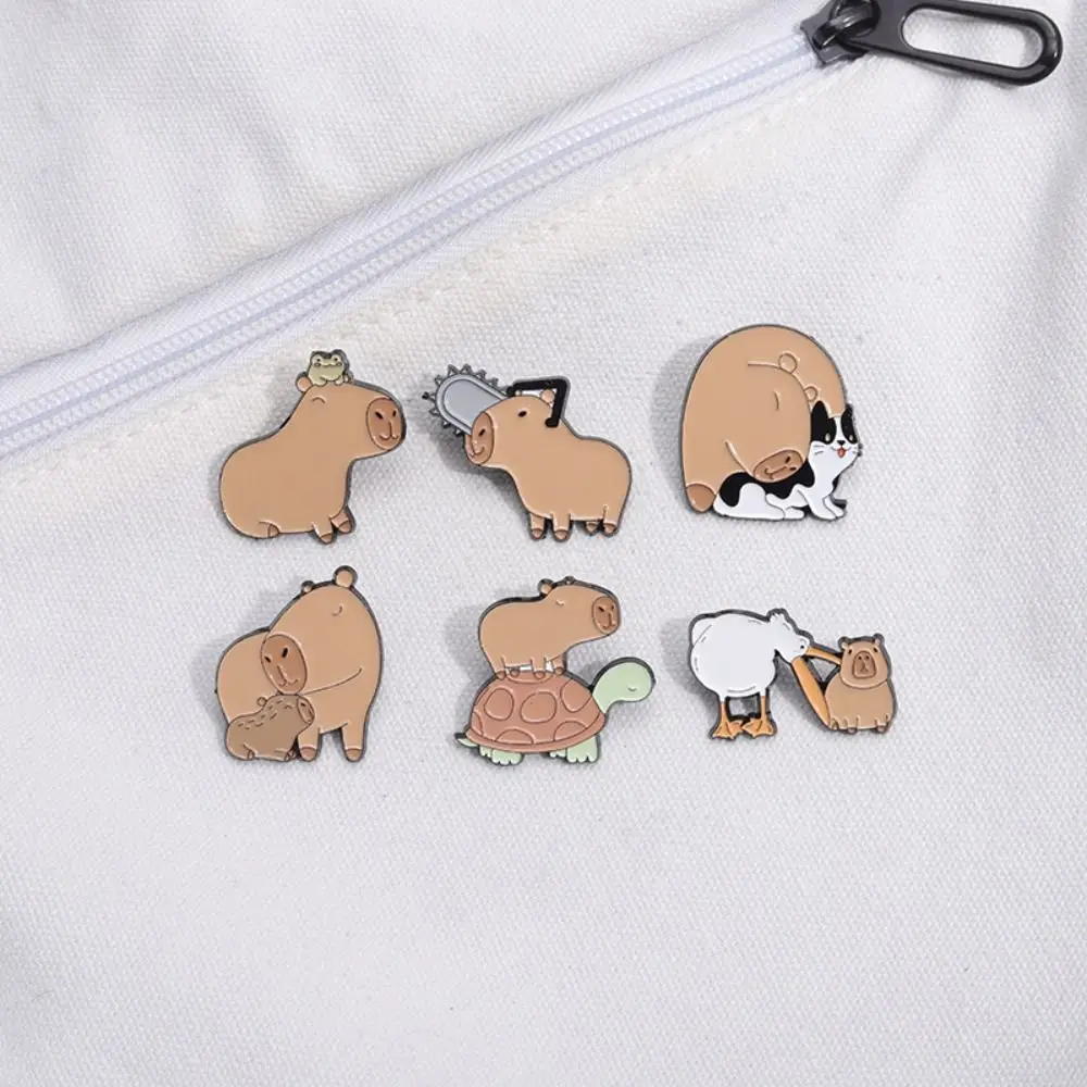 Turtle Capybara Broche Jóias para Menino, Emblemas de Lapela, Lapela Pins, Desenhos Animados Esmalte Pins, Animais Bonitos, Pufferfish, Menino