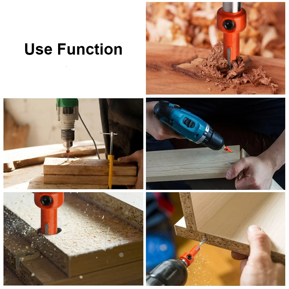 HSS Timber Woodworking Ti Countersink Drill Bit Set Screw Cutter Wood Tool For Wood Counterbore Drilling Metal Alloy Tool