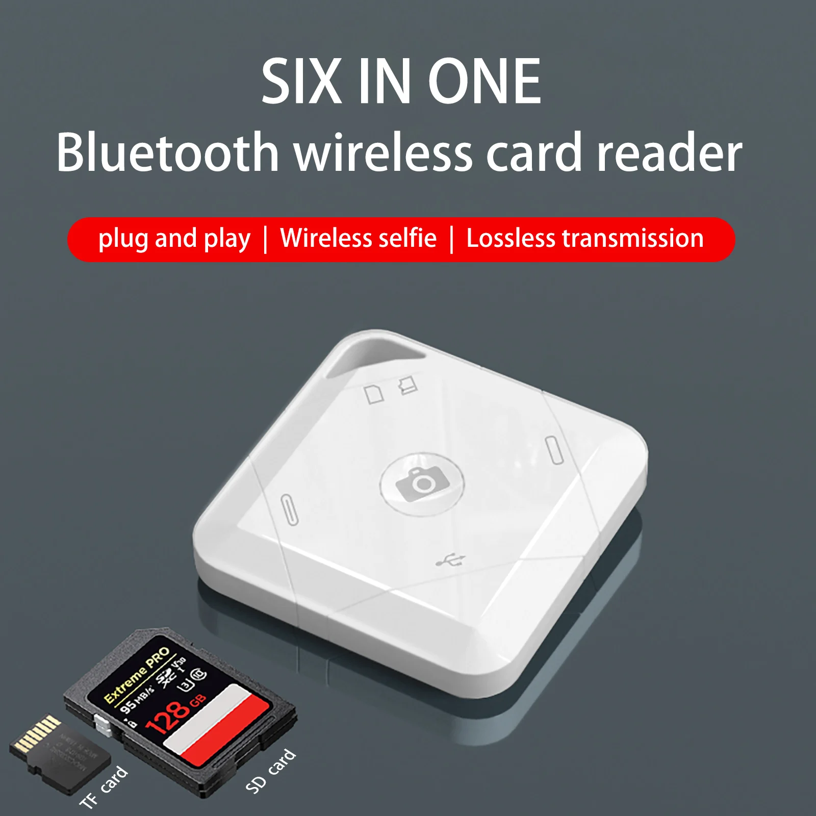 6 In 1 SD TF Bluetooth selfie Card Reader For iPhone15  ipad Pro  Mackbook  Camera Converter For iPad Android Laptop OTG Adapter