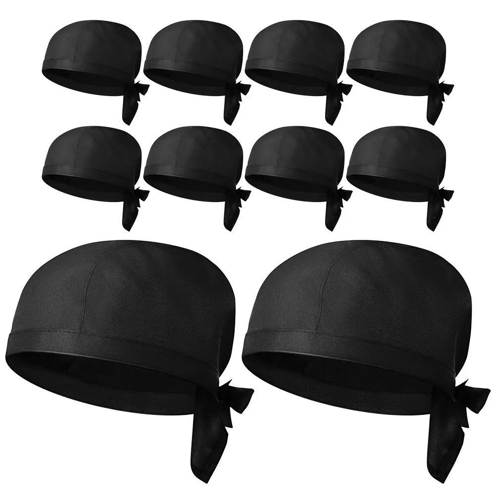Chapeau de Chef unisexe, 10 pièces, pour Restaurant, uniforme de travail de cuisine, Turban de service en coton pour cuisiniers et serveurs