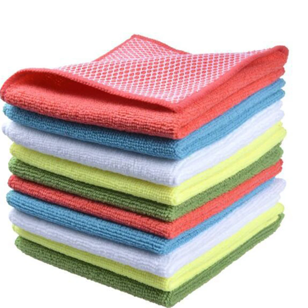 

4 Pcs Fiber Cleaning Cloth Multi Purpose Quick Dry Dish Rag Absorb Water Kitchen Scouring Pad Duster Cloth Mesh Design