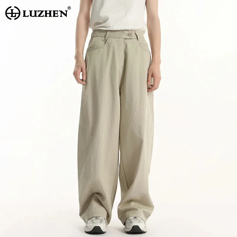 

LUZHEN Men's Loose Solid Color Casual Pants 2025 Fashion Original Elegant High Quality Women's Straight Wide Leg Trouser JY2594