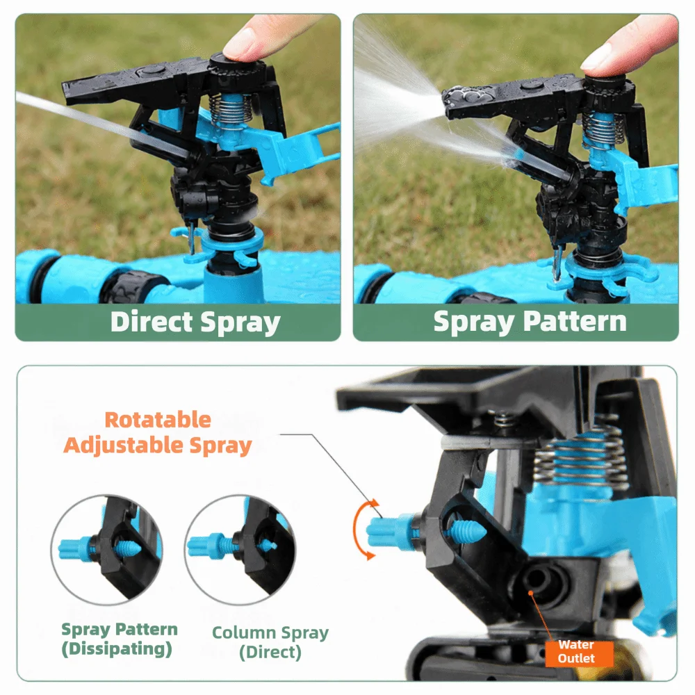 2pcs G1/2 Male Thread Sprinkler Head Plastic Wide Coverage Lawn Watering Sprinkler Head 360 Degree Watering Sprinkler Head