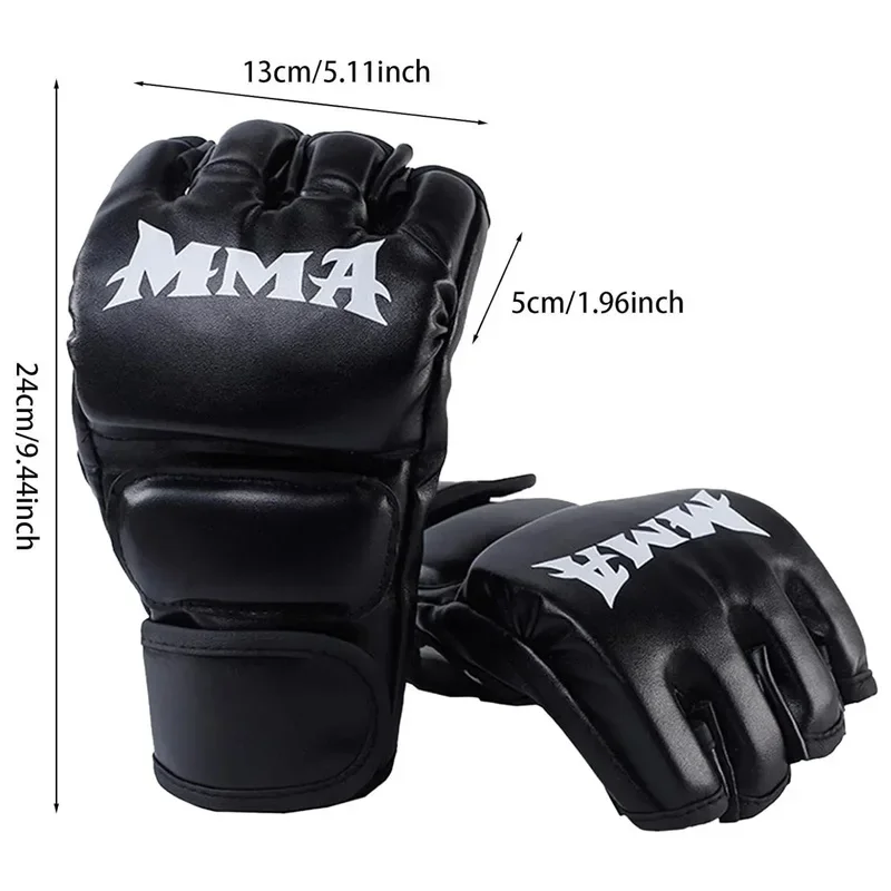 قفازات ملاكمة نصف إصبع للرجال والنساء PU كاراتيه الملاكمة التايلاندية Guantes De Boxeo Free Fight MMA Sanda معدات تدريب الكبار