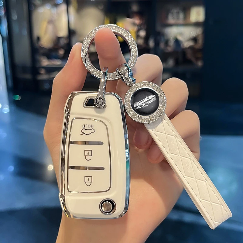 For Hyundai Elantra Solaris 2017 Santa Fe Verna Tucson I35 I40 Genesis Fe TPU Car Flip Key Case Cover Shell Fob Bag Protector