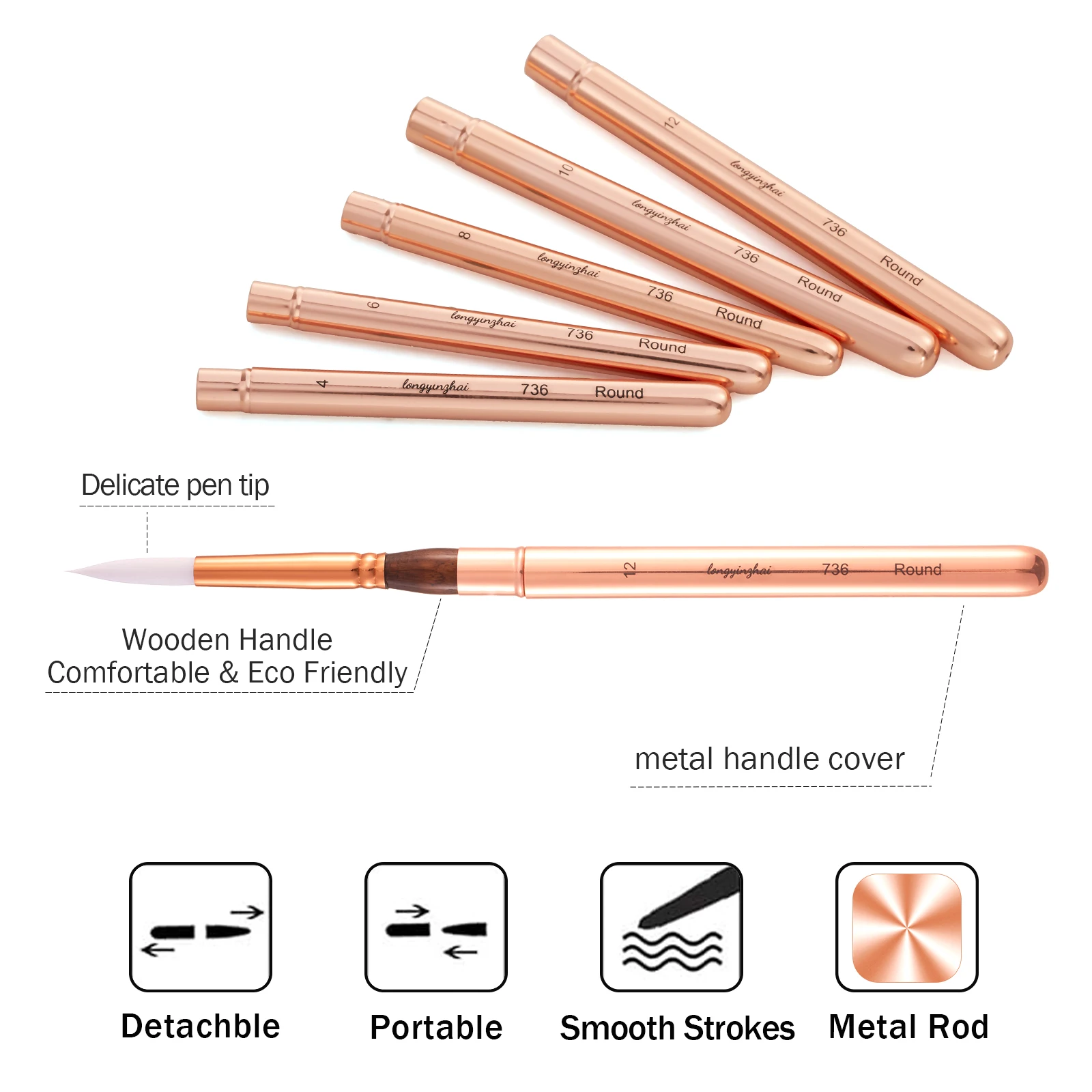 여행 수채화 브러쉬, Longyinzhai 5 여행 아티스트 그림 세트, 분리형 휴대용 여행 수채화 세트, 매우 적합