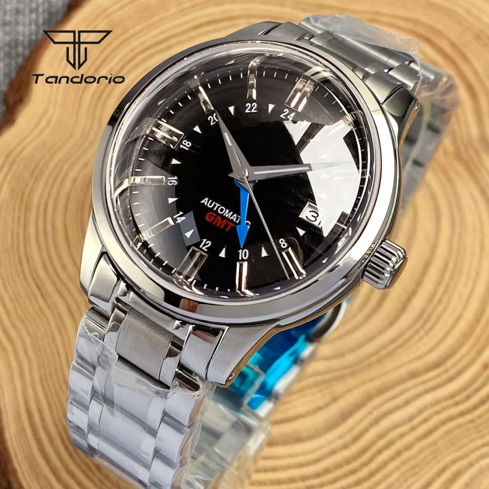 Logotipo personalizado/Nombre/texto NH34 40mm reloj automático doble cúpula zafiro fecha GMT pulido reloj de pulsera de buceo para hombres parte trasera transparente
