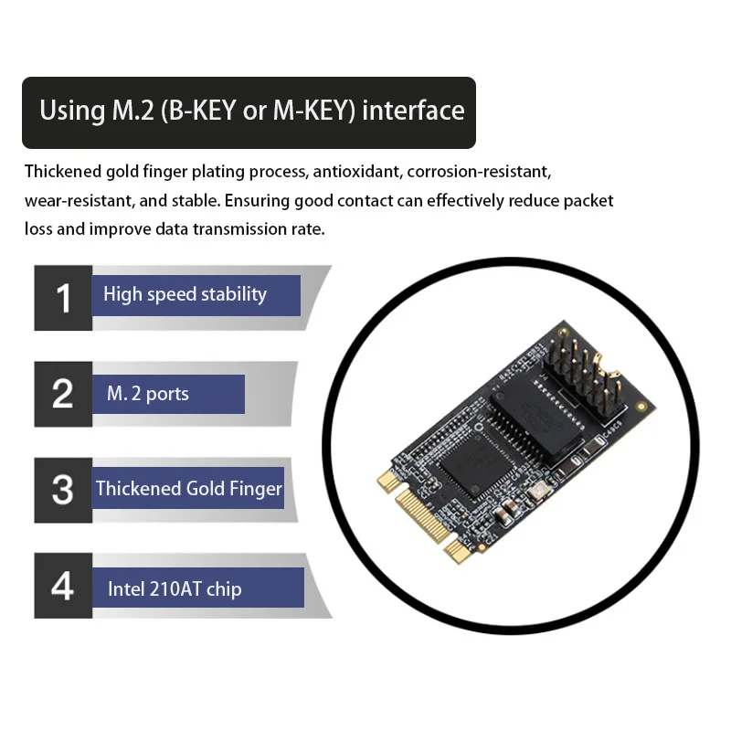 데스크탑용 M.2 B-Key M-key 게임용 PCIE 카드 M.2 to PCIE 네트워크 어댑터 기가비트 네트워크 카드 이더넷 스플리터 어댑터 랜 카드