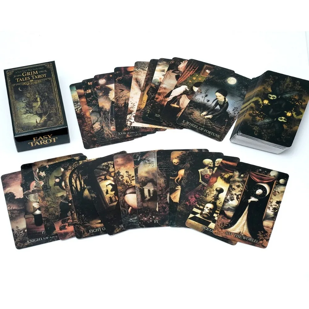 Grim Tales Tarot-Deck - 78-Karten-RWS-Gothic-Märchenkarten für Schattenarbeit, dunkle Fantasy illustriert