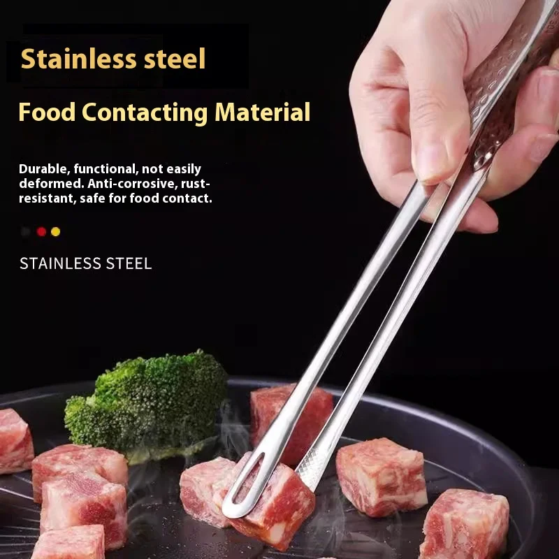 

Korean Style Long Kitchen Food Tongs Stainless Steel Food Clamp Steak Clamp - Restaurant Quality BBQ Grilling Clamp