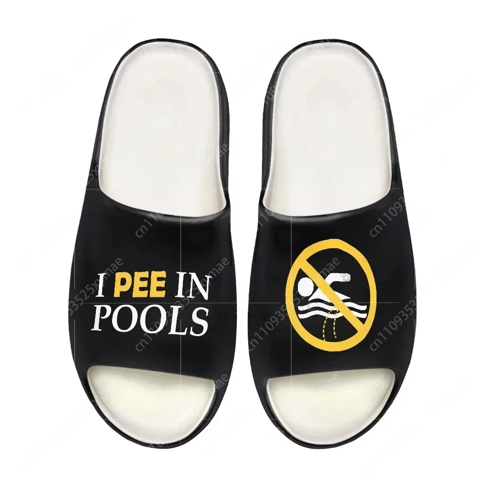 I Pee in Pools Soft Sole Sllipers Mens Womens Teenager Bathroom Home Clogs Customize Made Beach Water Shoes on Sandals Shoes view 2