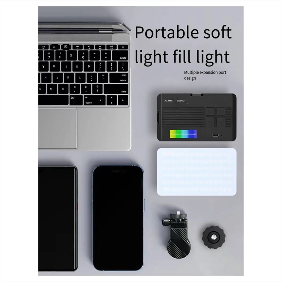 AABFK New RGB Pocket Light Fill Light Selfie Light Rechargeable Soft Light Photo LED Mobile Phone Fill Light