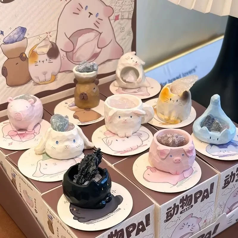 

Оригинальный набор миниатюрных фигурок животных из кристаллов в закрытой упаковке, милые креативные украшения из необработанного камня, подарок для девочек, декор для дома и офиса