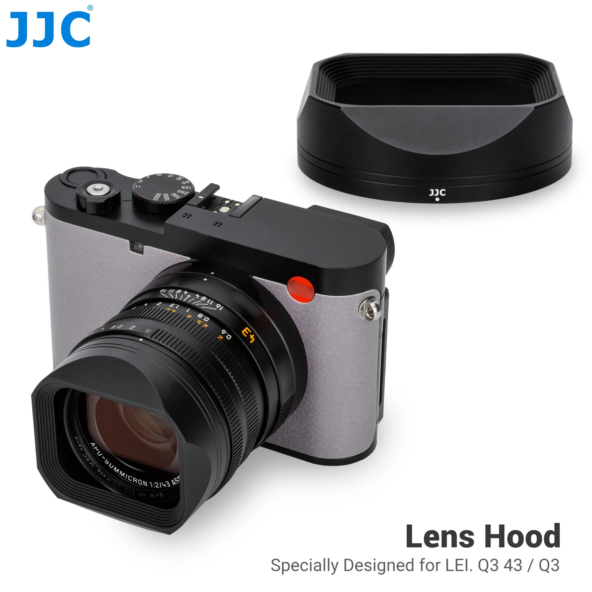 

JJC Metal Square Lens Hood for Leica Q3 43 Q3 43 Q2 Camera Accessories Compatible with Filters Original Lens Cap Anti-Scratch