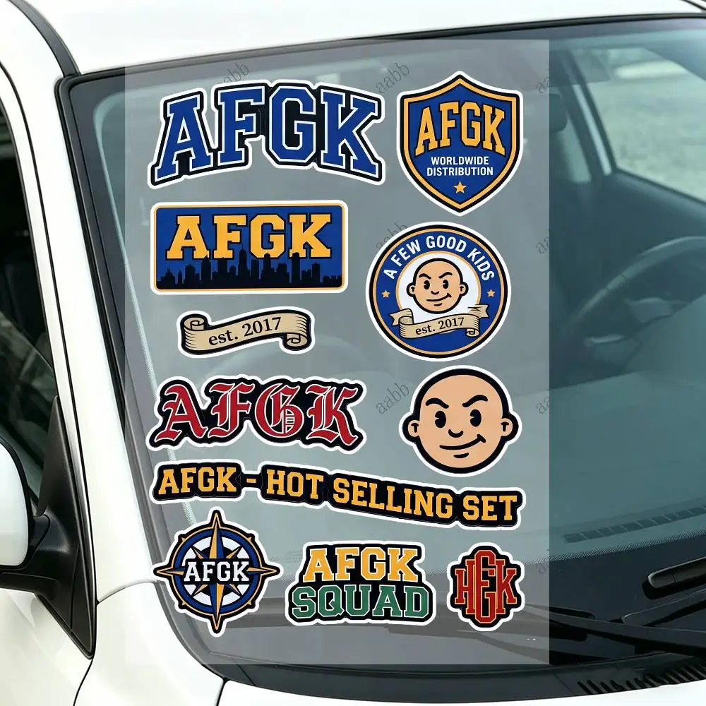 A-A F-FEW G-GOOD K-KIDS Motorcycle Sticker Set Reflective Decals For Helmet Fuel Tank Fairing Body Custom Bike Graphics Kit