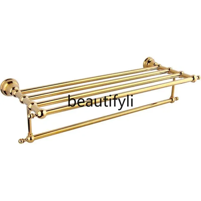 

ss Gold chrome simple European towel rack bath towel rack set bathroom pendant simple retro bathroom pendant