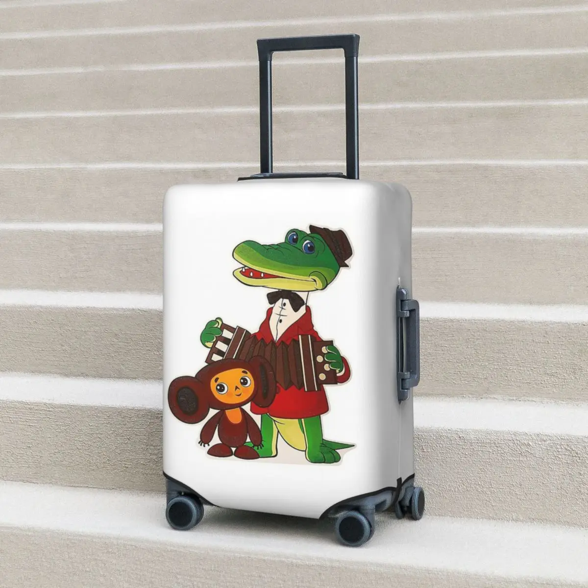 Cheburashka وGena (4) غطاء حقيبة حماية مرن لحماية أمتعة السفر مقاس 18-32 بوصة