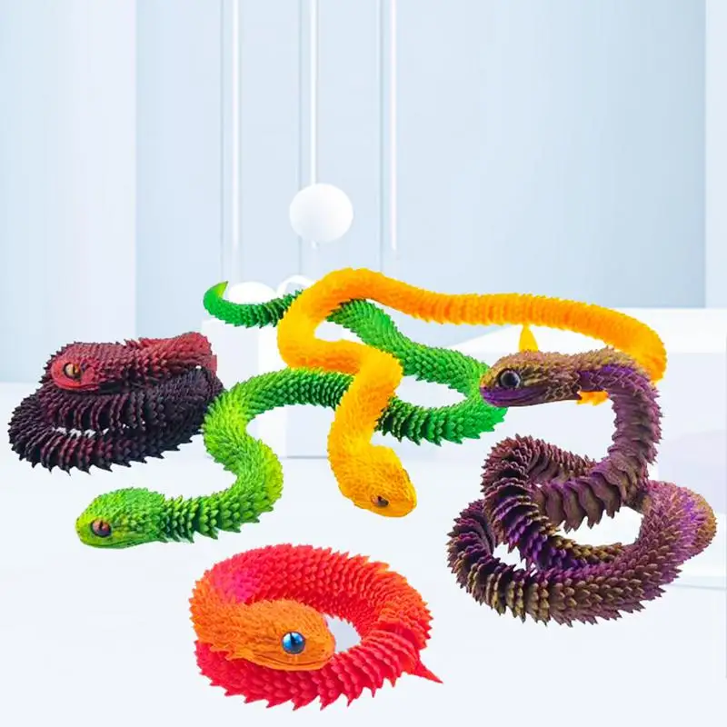 3D Printed Snake Desktop Articulated Snake Collectibles Creative Snake Model Sensory Toys Desktop Ornament For Boys Kid