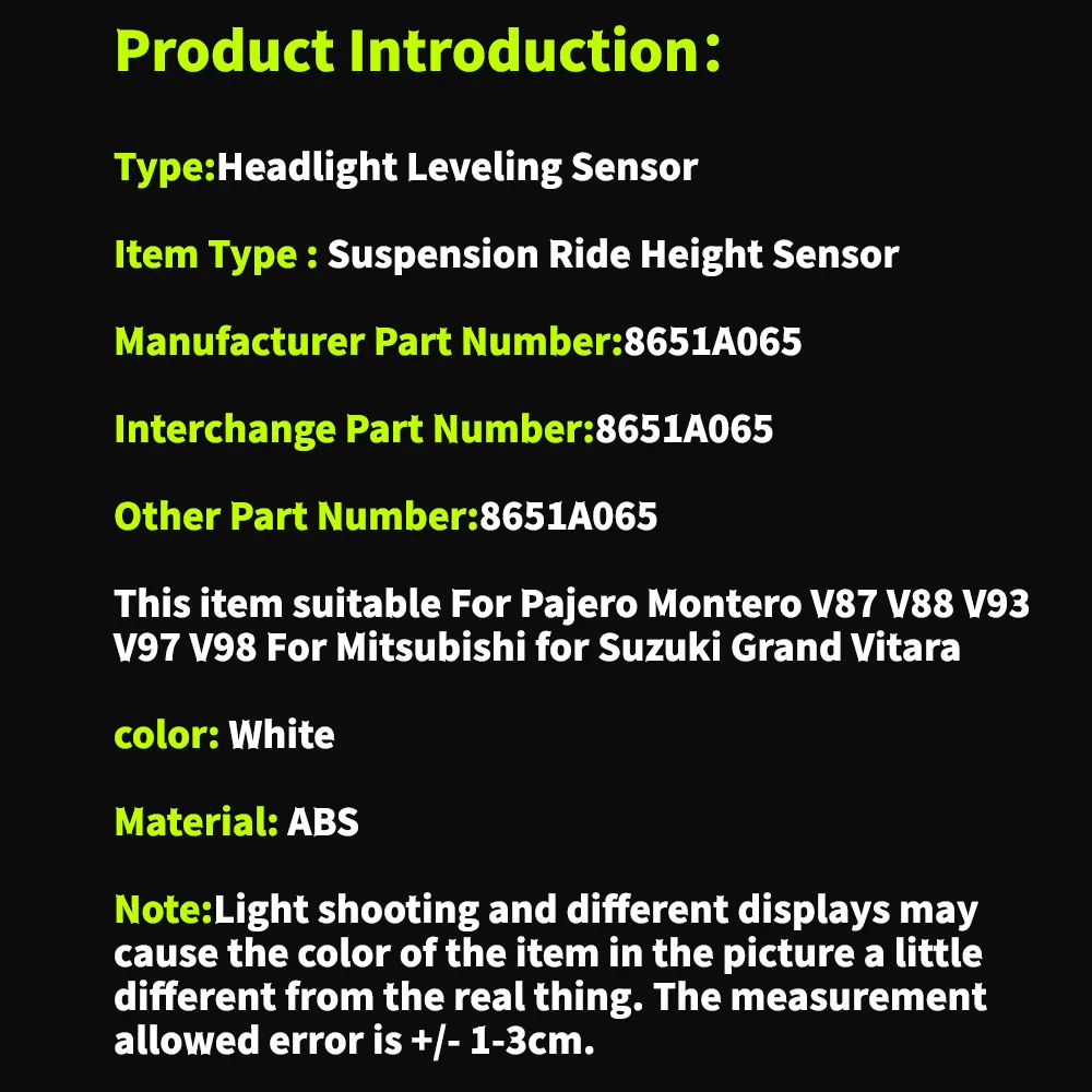 NEW Front Rear Height Sensor 8651A064 8651A065 Fit For Mitsubishi Pajero Montero 4 IV 2007-2016