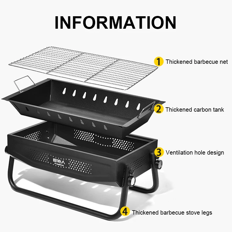 Portable Outdoor Barbecue Grill Charcoal Folding Barbecue Stove Family Camping Picnic BBQ Oven