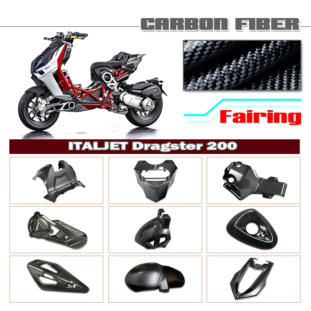 

100% Real Carbon fiber For Italjet Dragster 200 Motorcycle Tank Fuel Gas Cover Protector Seat Lower Panel Frame Fairing Cowling