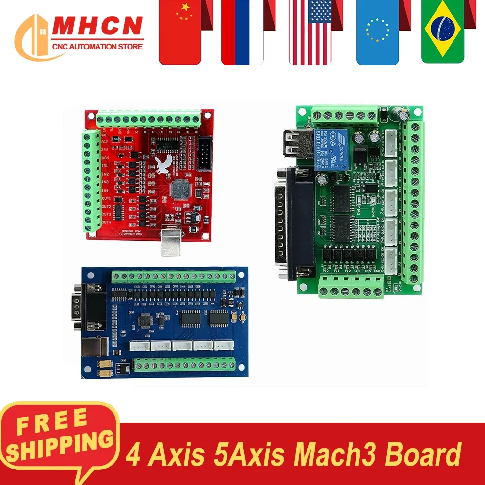 MHCN RU EU warehouse Mach3 CNC Controller Board 4 axis 5 axis Power by USB 100Khz Motion Card Support Stepping Servo Motor