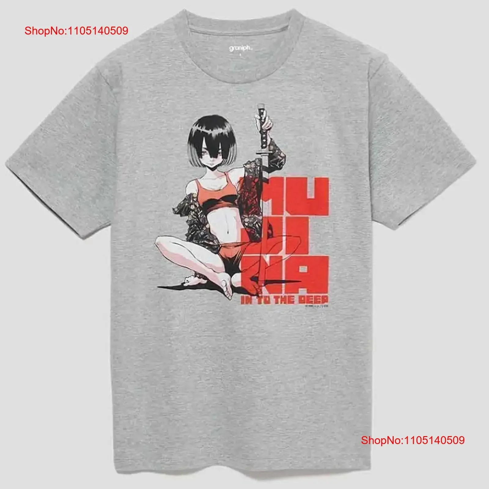 تي شيرت مقاس M Graniph Inio Asano تي شيرت MUJINA Ubume عتيق مغسول وممتد ملابس مصممة على الموضة للجنسين قليلاً #1