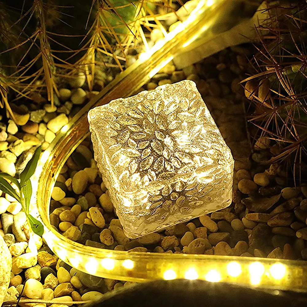 

Solar Led Ice Cube Light Outdoor 4LED Landscape Crystal Brick Waterproof Lawn Lamps for Country House Swimming Pool Garden Decor