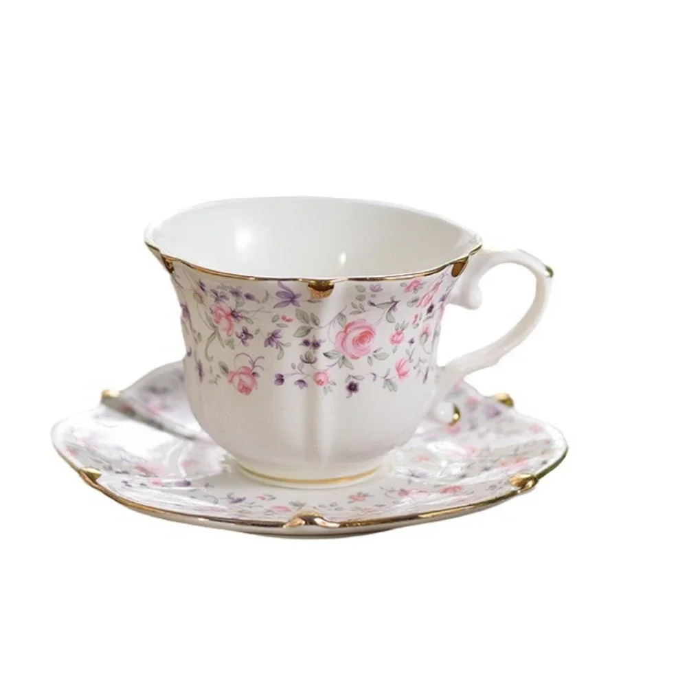 セラミックコーヒーカップとソーサーのセット,ロイヤルスタイル,ヴィンテージ,家庭用,レストラン,午後,お茶,200ml
