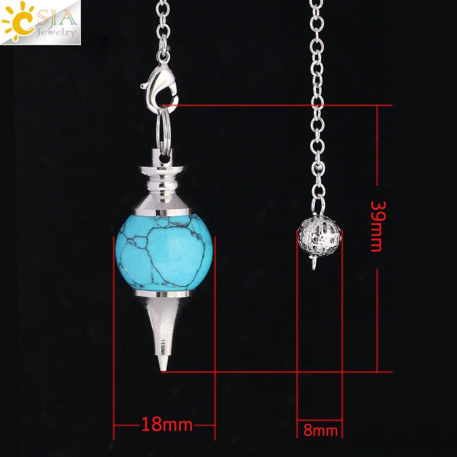 CSJA Shuttle Pendulum for Dowsing Radiesthesia Divination Natural Gem Stone Crystal Quartz Pendants Pendule Pendulos Pendel F269