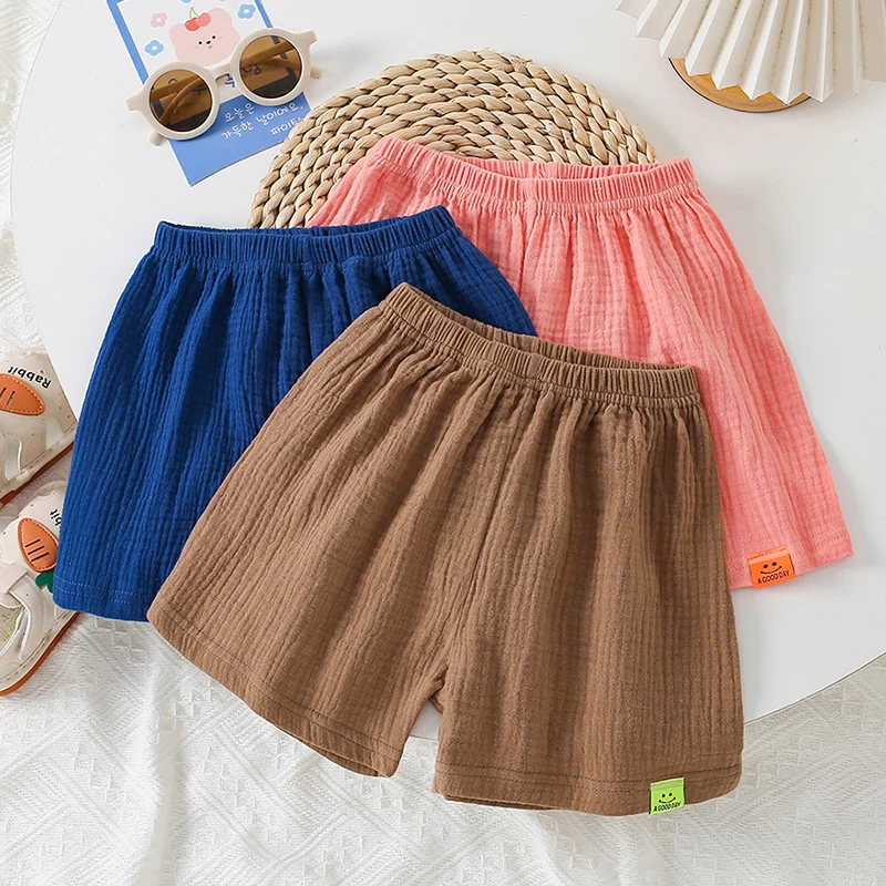 Toddler Boys Shorts 1 to 2 3 4 5 6 7 8 9 10 Years Summer Girls Shorts Cotton Kids Short Pants Pink Blue Brown Children Clothing