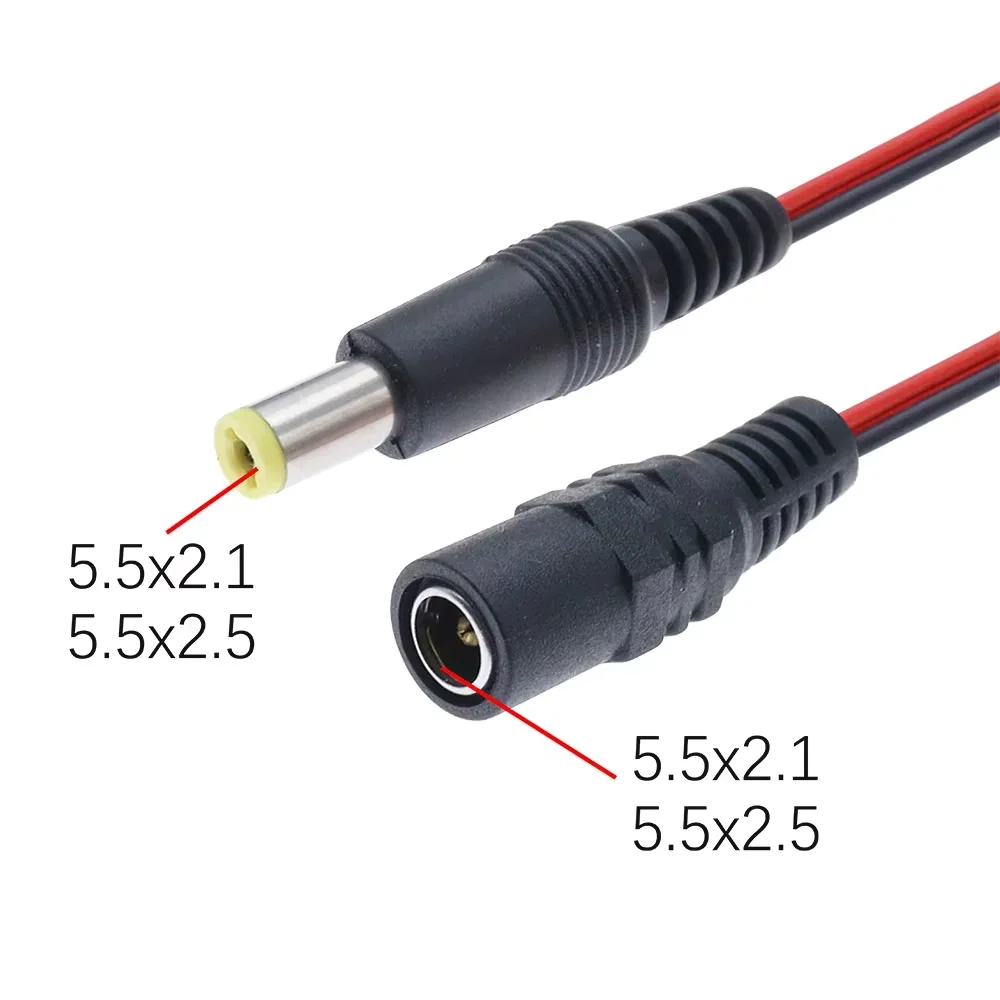 5.5X2.5MM Alligator Clip To DC Power Plug Connector Adapter Plug 25CM Test Leads Wire DC 5.5*2.1mm Crocodile Male Female Connect