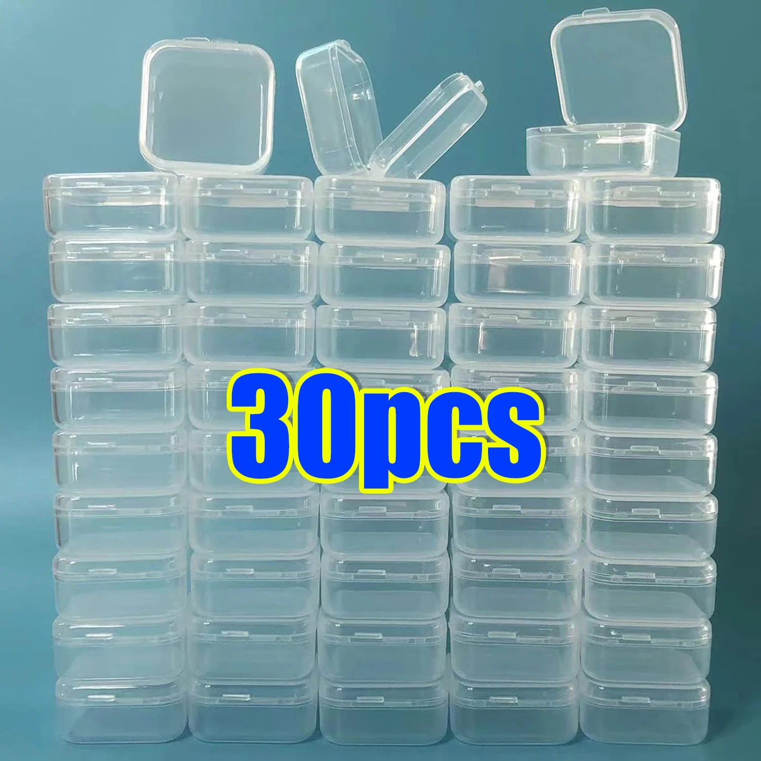 

12pcs Carrying Cease One-piece Flip Transparent Square Plastic Boxes Mini Storage Box Pill Pack Jewelry Organizer Dustproof