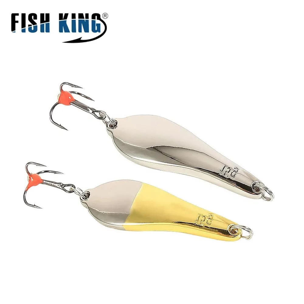 FISH KING 10g 15g 20g Metal Spoon Fishing Lure Winter Hard Artificial Bait Spoon Ice Fishing Accessories Wobblers Bass