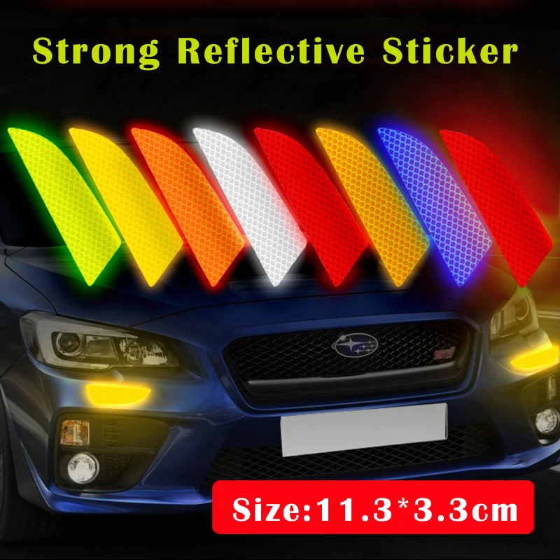 2pcs/set Car Bumper Reflective Safety Strip Stickers Car Front Bumper Reflective Sticker Reflective Warning Safety Tape